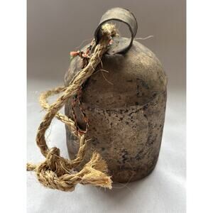 Vintage Hand Made Iron Cow Bell W/ Wooden Clapper Old Primitive Antique 6in Tall